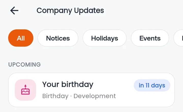 Company updates feed